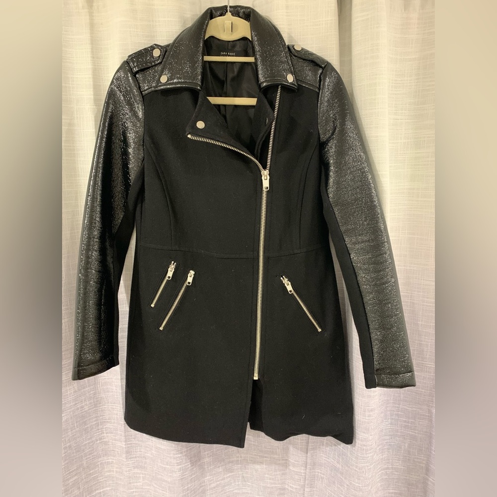 Black and faux leather jacket